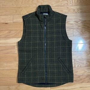 Taylor Stitch Men's Green/Brown Plaid Wool Zip-up Vest, 40